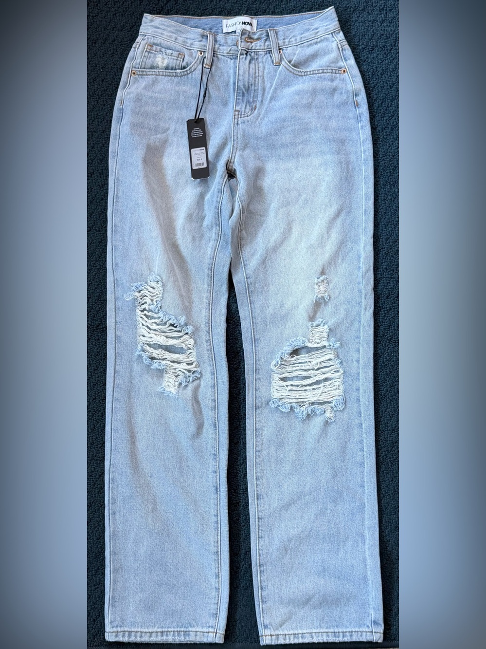 Fashion Nova Light Blue Distressed Skinny Jeans
